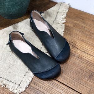 DD-line Cowhide retro women’s slip-on shoes Black women’s 5